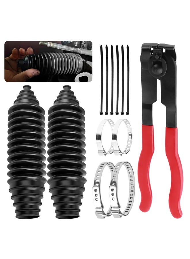 Figpade Car Inner Tie Rod Boot Kit with Boot Clamp Pliers,Soft Car Rack and Pinion Boots Keeps Steering Parts Includes Ties/Clamps,Cuttable Cars Accessories Steering Rack Boots - Image 1