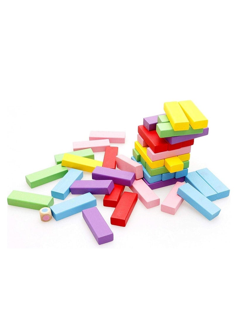 Wooden Colorful Tumbling Tower Blocks Game Family and Kids Educational Toy, 3 Years and Above - Image 4