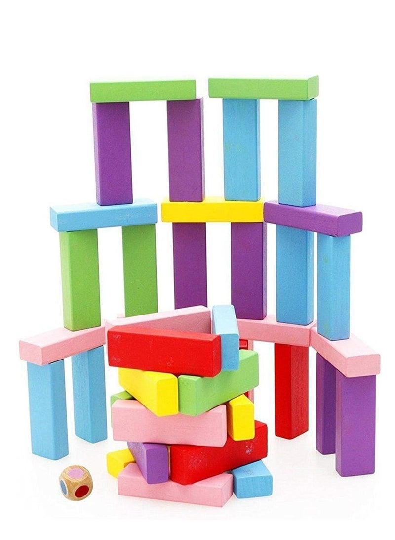 Wooden Colorful Tumbling Tower Blocks Game Family and Kids Educational Toy, 3 Years and Above - Image 2