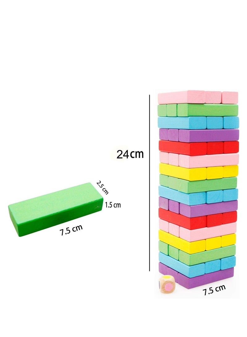 Wooden Colorful Tumbling Tower Blocks Game Family and Kids Educational Toy, 3 Years and Above - Image 5