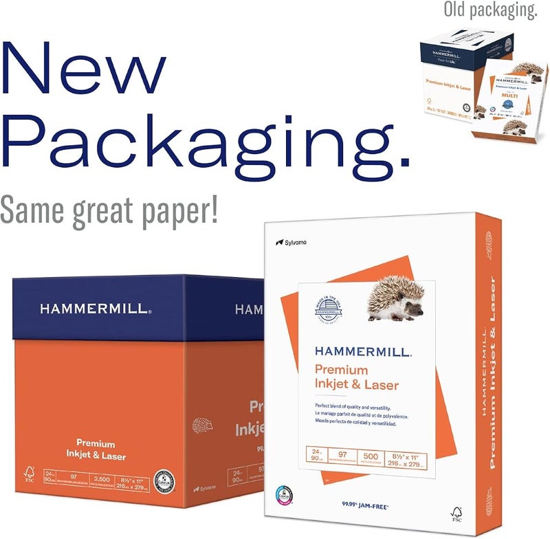 Hammermill Printer Paper, Premium Inkjet & Laser Paper 24 Lb, 8.5 x 11-1 Ream (500 Sheets) - 97 Bright, Made in the USA, 166140R (Pack of 4) - Image 5