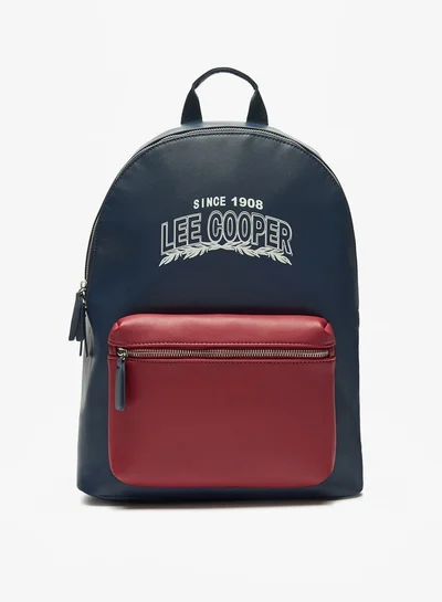 Lee Cooper Women Colourblock Backpack with Adjustable Straps and Zip Closure - 30x15x40 cm
