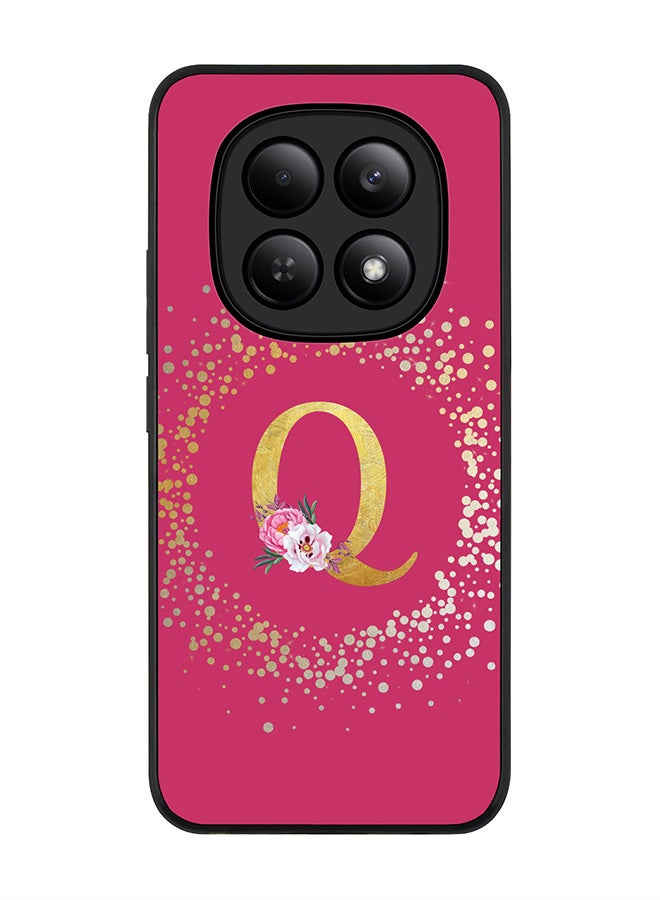 For Xiaomi Redmi Note 15 4G Case,Slim fit Camera Protection, Shockproof Thin Phone cover  - Custom Monogram Floral - Q ( Deep Pink )