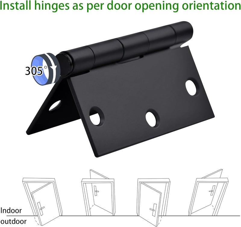 OMANSKO 24 Pack Black Door Hinges, 3.5 x 3.5 Inch Black Hinges for Interior Doors 3 1/2 Inch Hinges for Residential Doors, Square Corners Interior Door Hinges for Standard Flat/Bedroom - Image 3