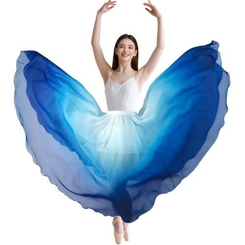 Baisdan Belly Dance Skirt for Women, Dancing Skirt Belly Dancer Outfit, Flowy Long Gypsy Skirts, Halloween Costume Gift (One Size, White Blue) - Image 5