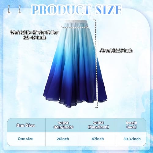 Baisdan Belly Dance Skirt for Women, Dancing Skirt Belly Dancer Outfit, Flowy Long Gypsy Skirts, Halloween Costume Gift (One Size, White Blue) - Image 3