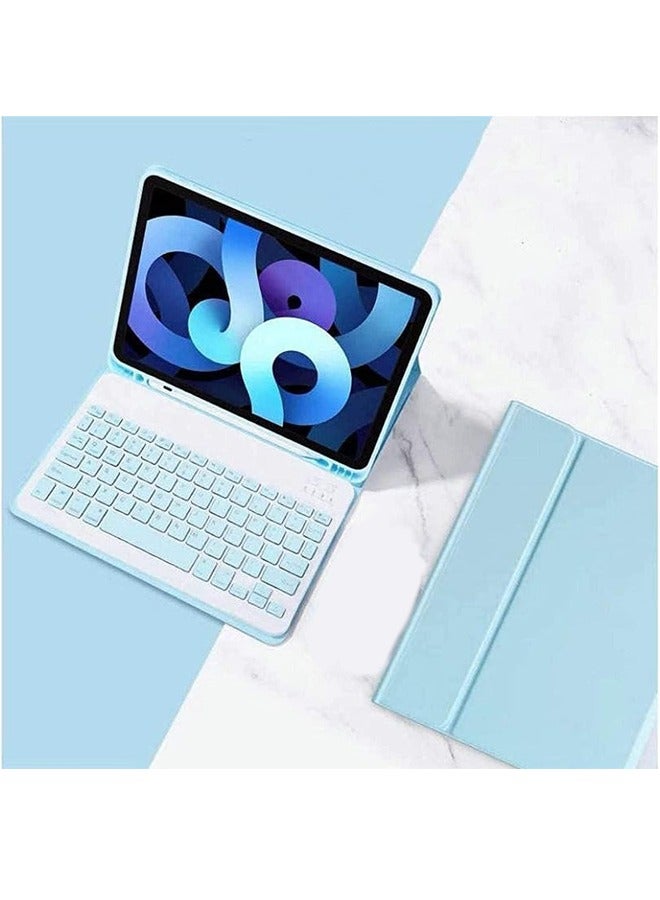Arabic and English Keyboard Case for iPad 10th Generation (2022, 10.9 Inch), Detachable Wireless Keyboard Pencil Holder Slim Leather Smart Cover
