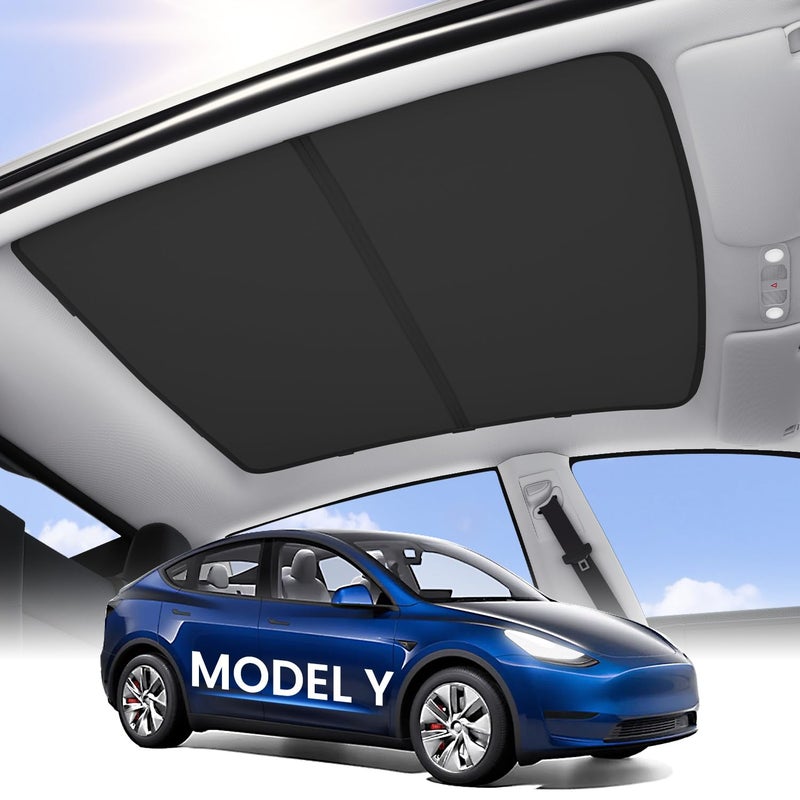 Zanch 2024 Upgrade Tesla Model Y Sunshade Roof NoSag Sun Protection Magnetic No Gaps Tesla Model Y Accessories 2024 Heat Insulation Foldable Roof Sun Shade for Model Y 20202024  Gen 3 Black