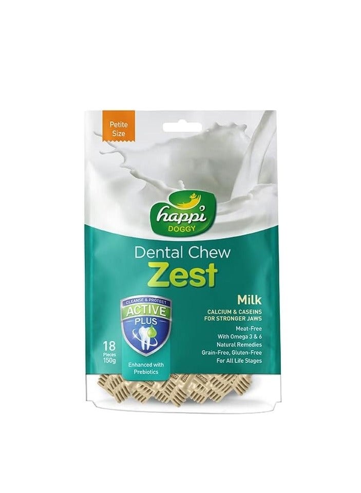 HAPPY DOG Happi Doggy Dental Chew Zest-Milk-2.5" (18 pieces)-150g - Image 1