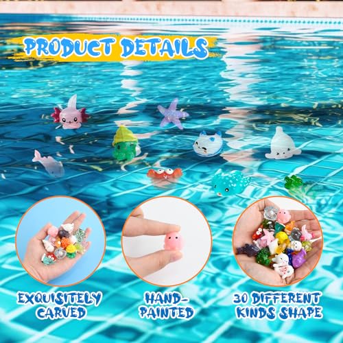 HSLCGF 30 PCS Miniature Ocean Theme Mini Resin Ocean Animals Ocean Mini Figurines Resin Axolotl for DIY Fish Tank Accessories, Micro Landscape Aquarium - Image 3