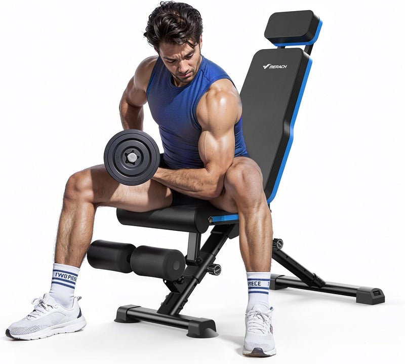 Merach Adjustable Gym Bench Strength Training Weight Bench Press, 450KG Folding Multi Station Home Gym Equipment , Exercise&Fitness Equipment - Image 1