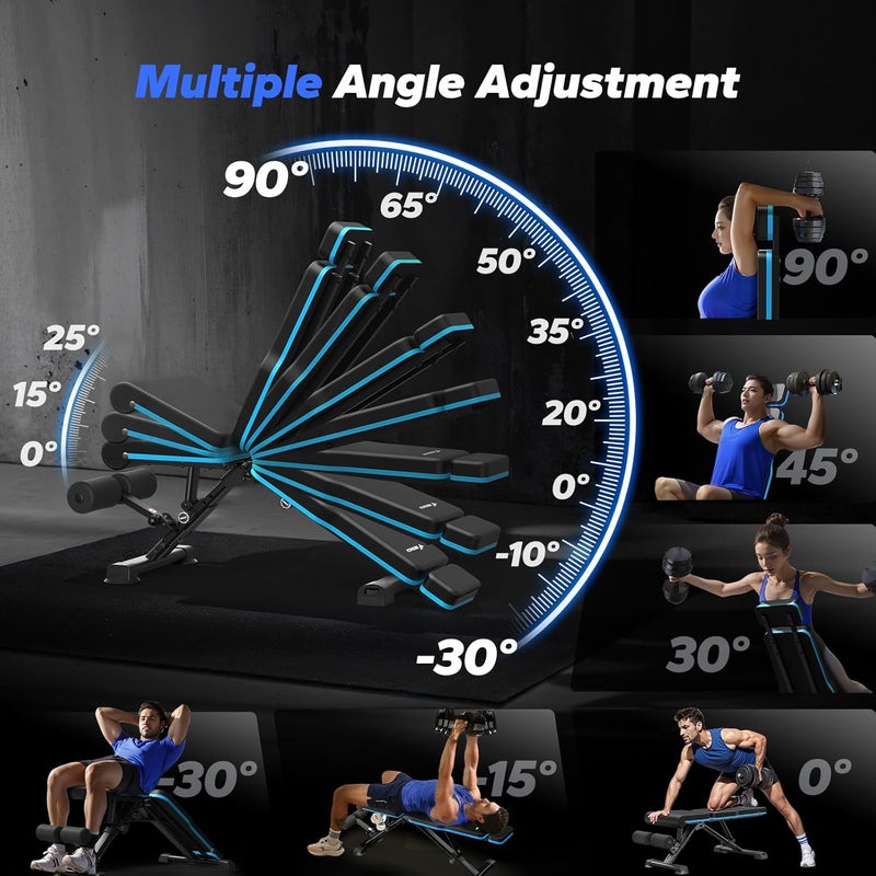 Merach Adjustable Gym Bench Strength Training Weight Bench Press, 450KG Folding Multi Station Home Gym Equipment , Exercise&Fitness Equipment - Image 4