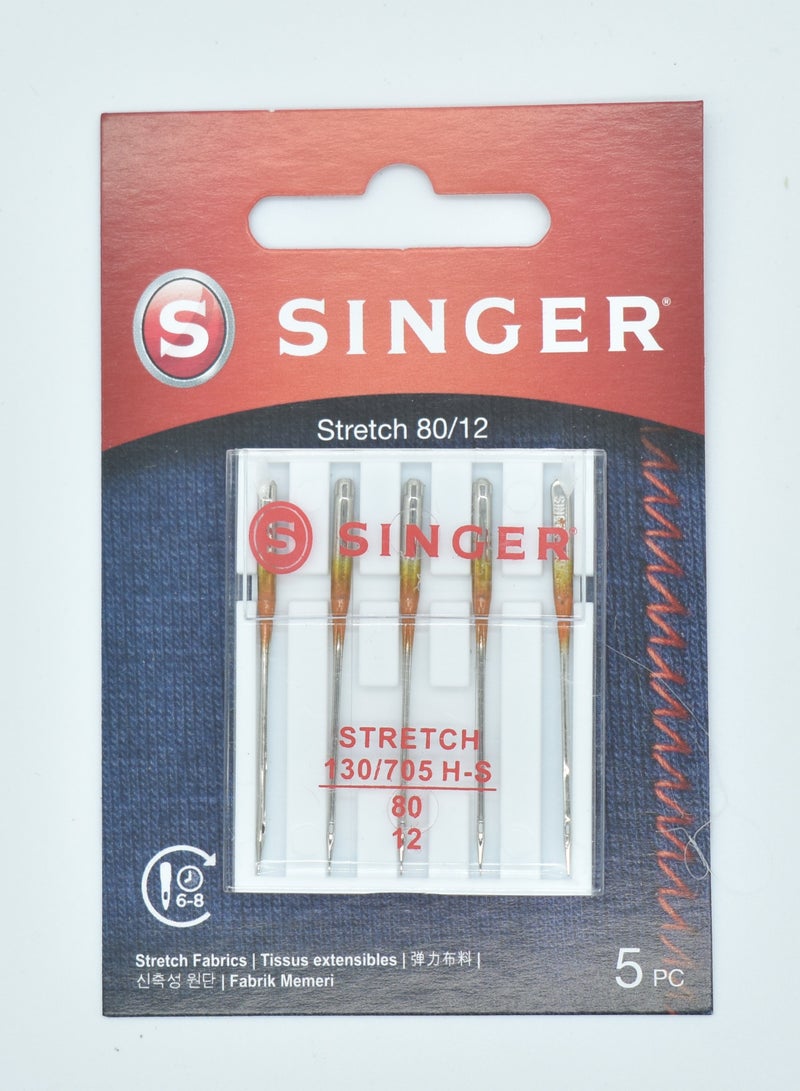 SINGER STRETCH FABRIC NEEDLES SIZE 80/12 (PACK OF 5 NEEDLE) BRAZIL