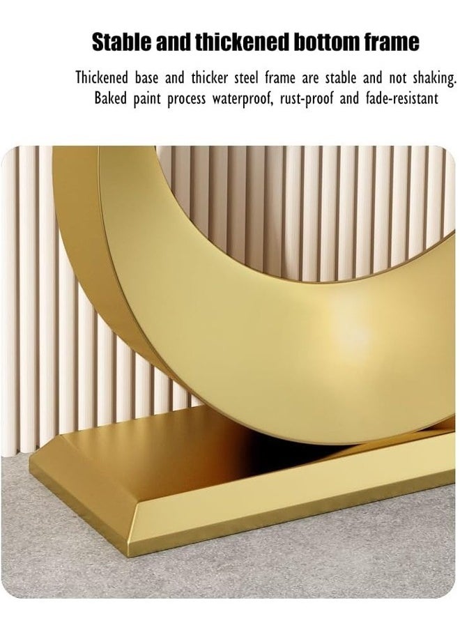 Raffine - Modern Design Rustproof Rock Slab Console Table White Sintered Stone Entryway Table Display Table Geometric Line Pedestal for Foyer Living Room Home Offices 100x30x80 cm - Image 1