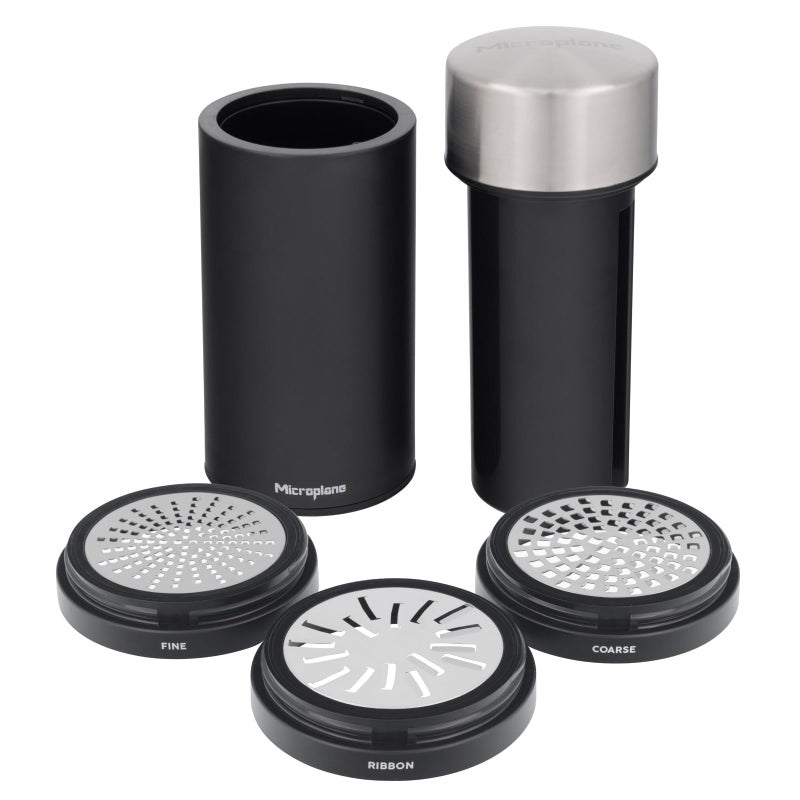 Microplane Universal Mill Stainless Steel Grater with a lid  Ideal for Cheese Chocolate Garlic Nuts Seeds Coconut and Spices  Precise and Easy to use Kitchen Tool  Made in USA