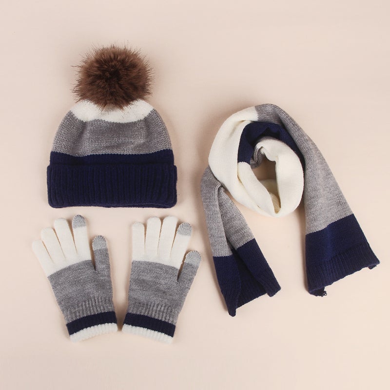 Knitted Children'S Hat Scarf Gloves Three-Piece Set Thickened Warm Hat For - Image 5