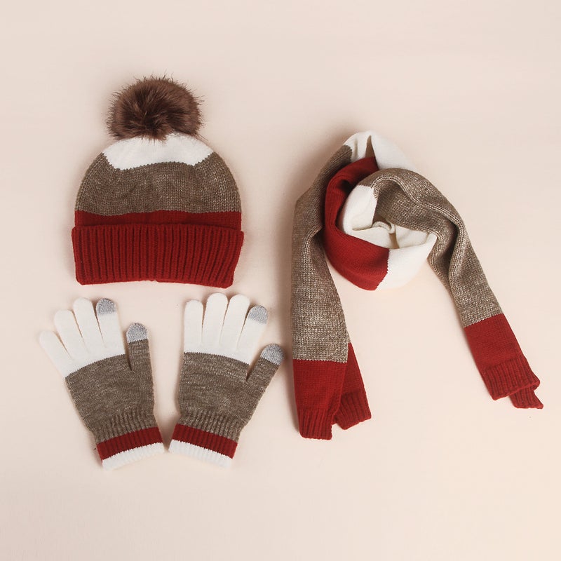 Knitted Children'S Hat Scarf Gloves Three-Piece Set Thickened Warm Hat For - Image 4