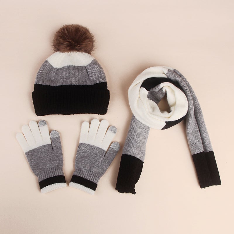 Knitted Children'S Hat Scarf Gloves Three-Piece Set Thickened Warm Hat For - Image 3