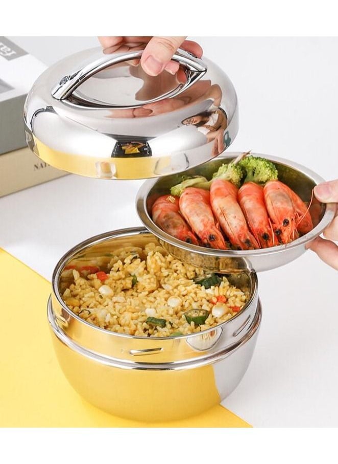 DUNISO - 1000ml Solid Color Stainless Steel Apple Shape Lunch Box With Handle For School Office - Image 1