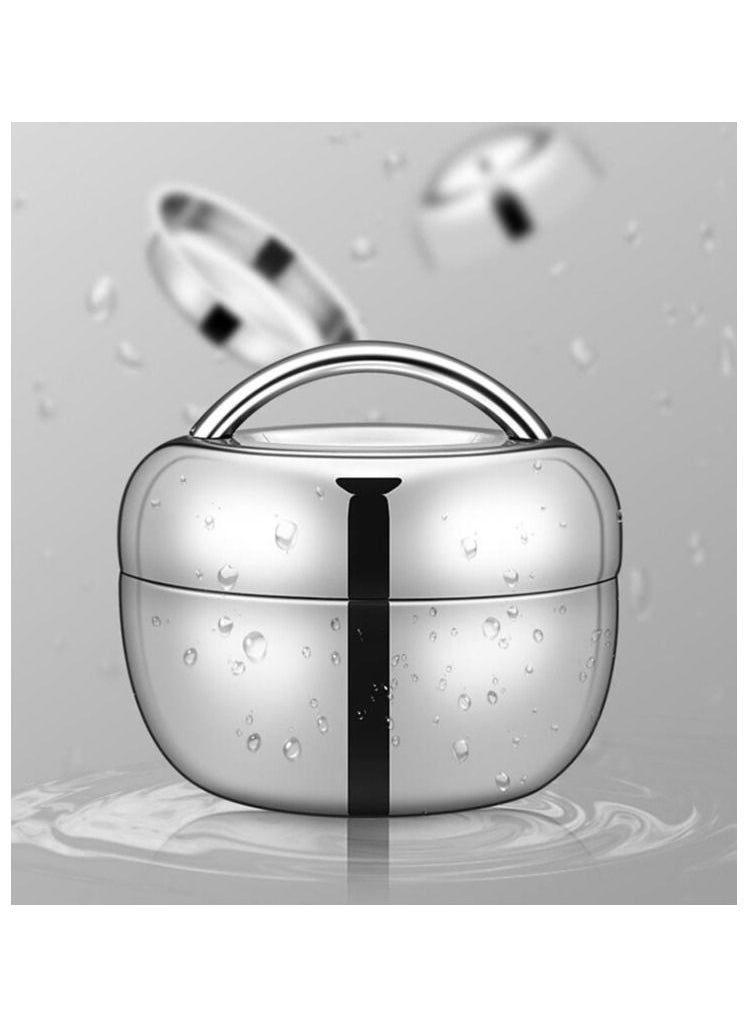 DUNISO - 1000ml Solid Color Stainless Steel Apple Shape Lunch Box With Handle For School Office - Image 1