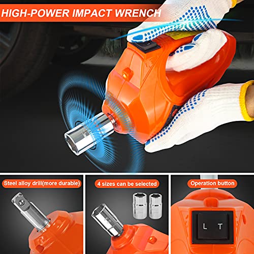 E-HEELP Electric Car Jack Kit 5Ton 12V Hydraulic Car Jack Lift (Lifting Range: 6.1~20.86 inch) with Electric Impact Wrench for SUV MPV Sedan Truck Change Tires Garage Repair - Image 3