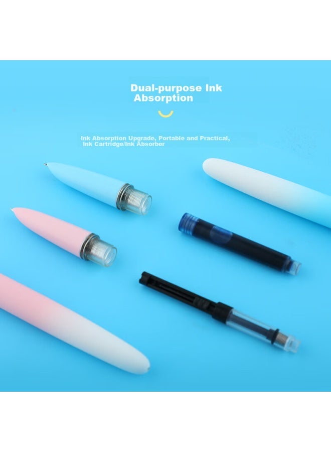 Hero 616 Medium Nib Upgraded Gold Clip Fountain Pen Student Pen Gradient Deep Blue Iridium Ink Pen Daily Writing Practice Pen Ef Nib Transparent Packaging Box - Image 2