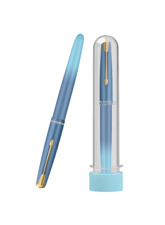 Hero 616 Medium Nib Upgraded Gold Clip Fountain Pen Student Pen Gradient Deep Blue Iridium Ink Pen Daily Writing Practice Pen Ef Nib Transparent Packaging Box - Image 3