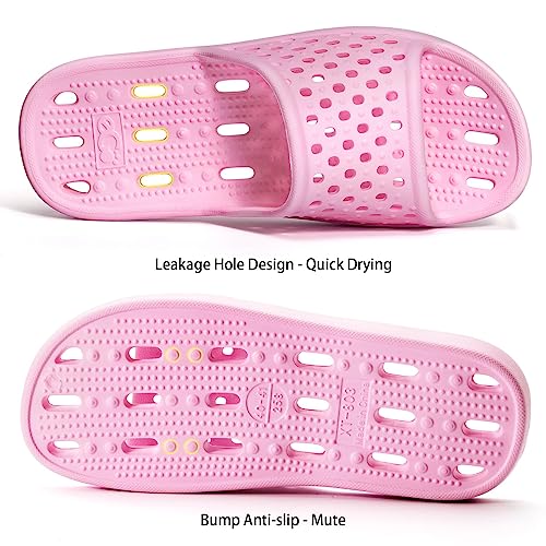 Xomiboe Shower Shoes Men Women Non Slip Bathroom House Slippers College Dorm Room Essentials for Girls Kids Shower Sandals Swimming Water Shoe (Pink,EU36-37) - Image 5
