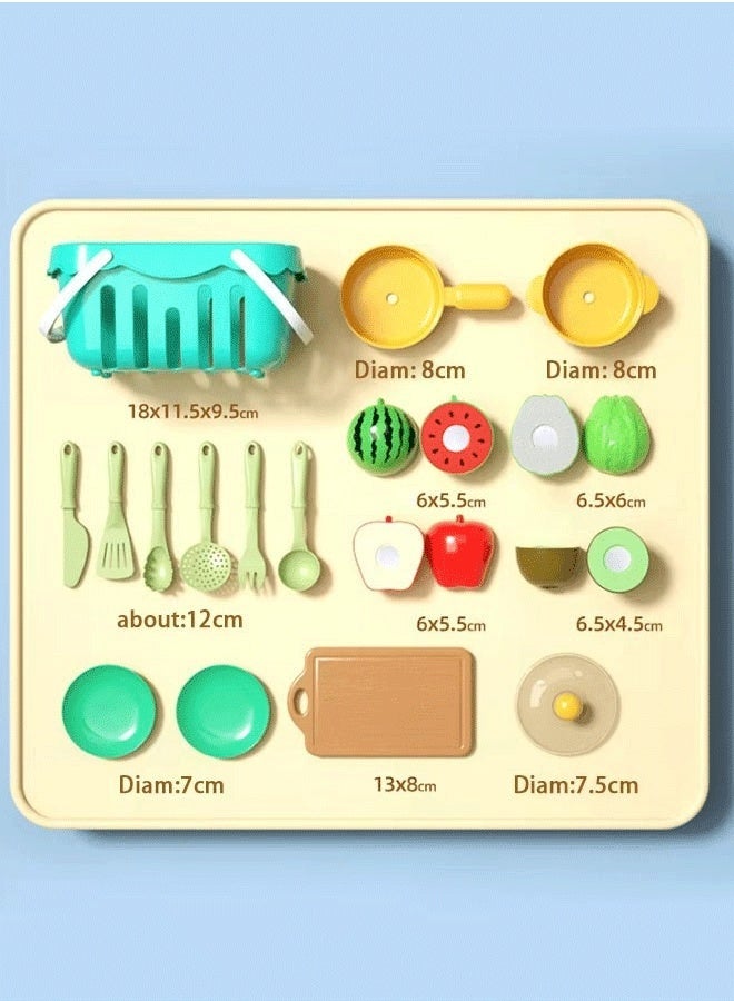 Reelyo 17PCS Fruit Toy Set Cutting Play Food Toys For Kids Pretend Play Kitchen Accessories, Fake Fruits/Vegetables Set With Shopping Storage Basket, Plastic Board And Knife, Birthday Gifts/Educational Toy For Toddler Children - Image 2