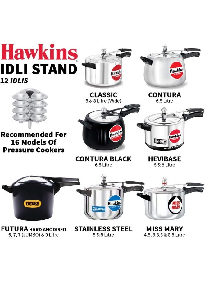 Hawkins 12 Piece,Aluminium Idli Stand For 5 Liters Pressure Cooker  - Image 4