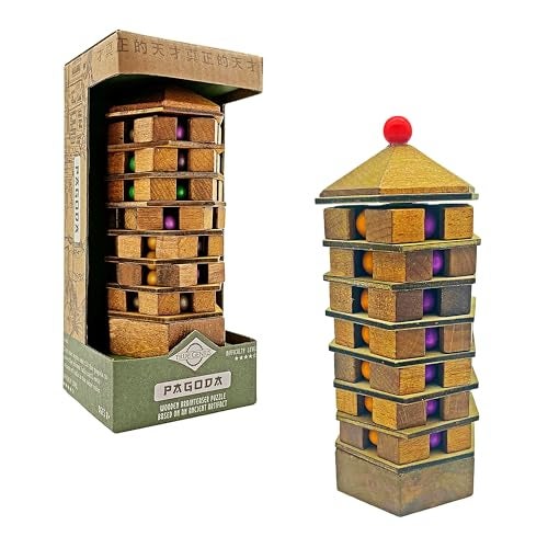 Project Genius Chinese Pagoda 3D Wood Puzzle, Mechanical Maze Brainteaser, Gift for Kids 8+, Teens, and Adults - True Genius Series Inspired by Ancient Architecture - Image 1