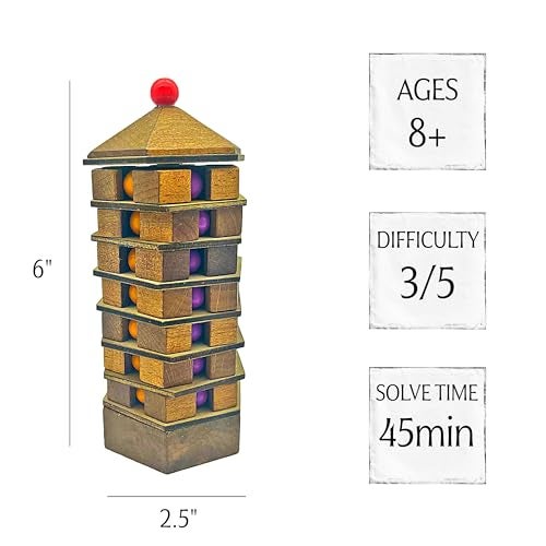 Project Genius Chinese Pagoda 3D Wood Puzzle, Mechanical Maze Brainteaser, Gift for Kids 8+, Teens, and Adults - True Genius Series Inspired by Ancient Architecture - Image 5