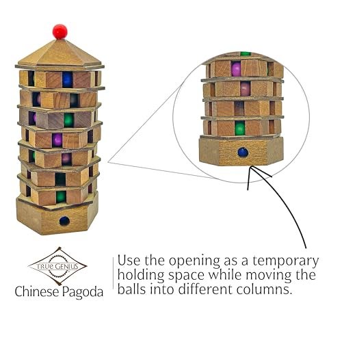 Project Genius Chinese Pagoda 3D Wood Puzzle, Mechanical Maze Brainteaser, Gift for Kids 8+, Teens, and Adults - True Genius Series Inspired by Ancient Architecture - Image 3