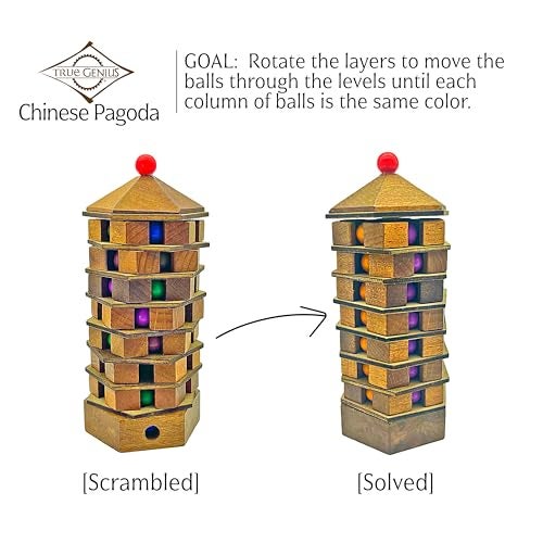 Project Genius Chinese Pagoda 3D Wood Puzzle, Mechanical Maze Brainteaser, Gift for Kids 8+, Teens, and Adults - True Genius Series Inspired by Ancient Architecture - Image 2