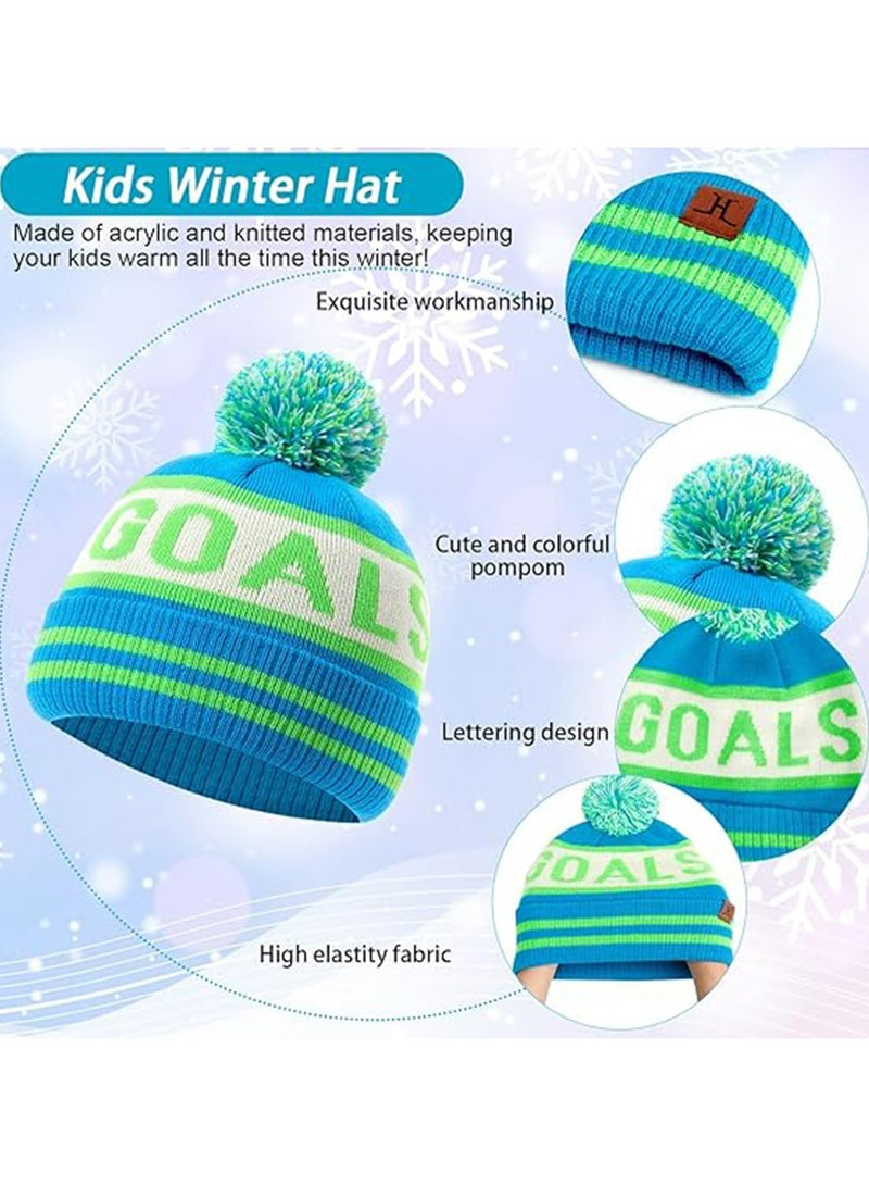 CMGTYYD Kids Winter Beanie Hat Scarf Gloves Set, Kids Knit Hat Scarf Gloves Set with Warm Fleece Lined for 4-10 Years Old Boys Girls (Blue)  - Image 5