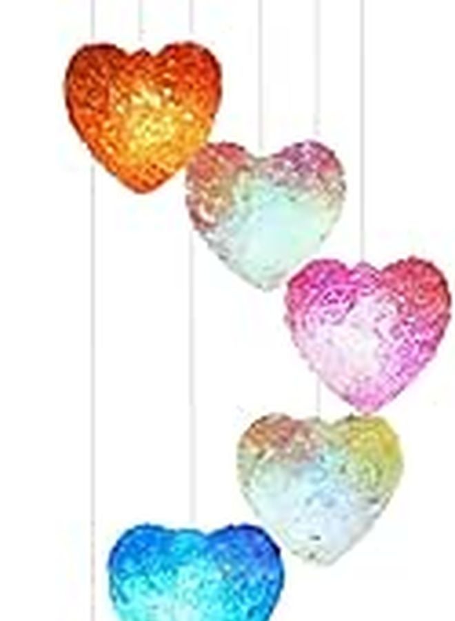 Solar Powered Wind Chime Heart LED Outdoor Light Multicolor Weather Resistant Garden Decor - Image 1
