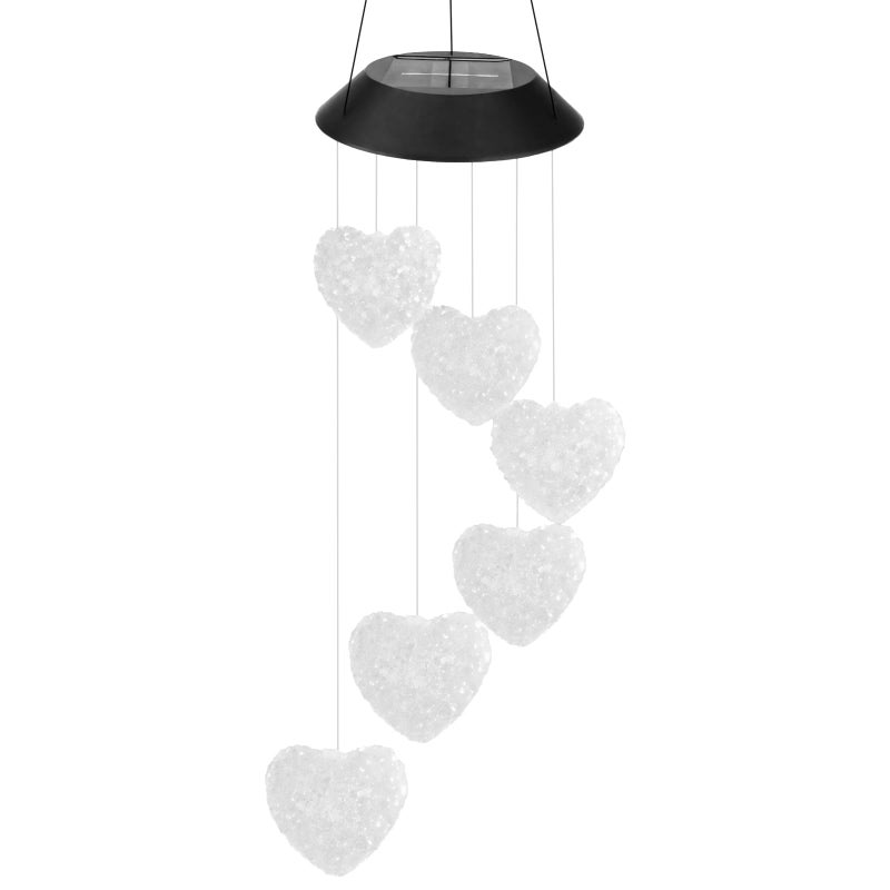 Solar Powered Wind Chime Heart LED Outdoor Light Multicolor Weather Resistant Garden Decor - Image 5
