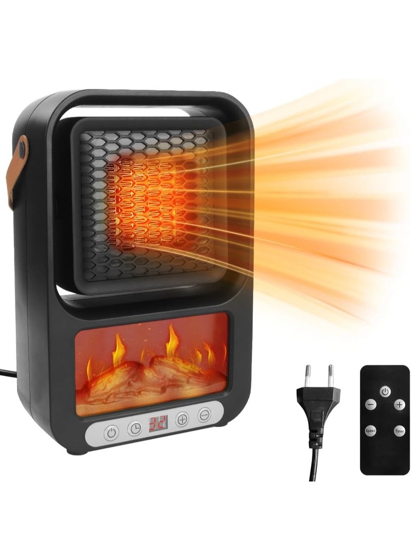 DubaiGallery Compact Personal Electric Heater with LED Flame Display, Adjustable Temperature, Remote Control, Safety Shutoff, Low Noise Operation, Energy Saving Portable Heater for Home Office Desk Winter Indoor Warmth Small Spaces - Image 1
