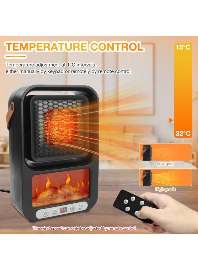 DubaiGallery Compact Personal Electric Heater with LED Flame Display, Adjustable Temperature, Remote Control, Safety Shutoff, Low Noise Operation, Energy Saving Portable Heater for Home Office Desk Winter Indoor Warmth Small Spaces - Image 4