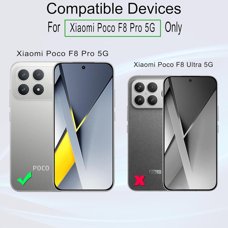 ايبيويند واقي شاشة لجهاز Xiaomi Poco F8 Pro 5G، عبوة من قطعتين، زجاج مقسى بصلابة 9H مع واقي عدسة الكاميرا، أداة تركيب سهلة، خالٍ من الفقاعات، فتح بصمة الإصبع، مقاوم للكسر، مقاوم للخدش - Image 2