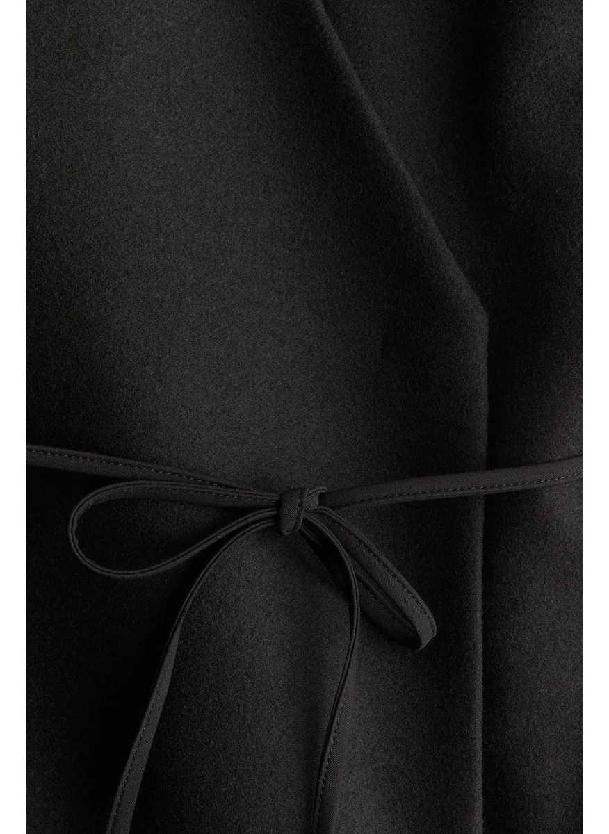 H&M Tie-Detail Felted Coat