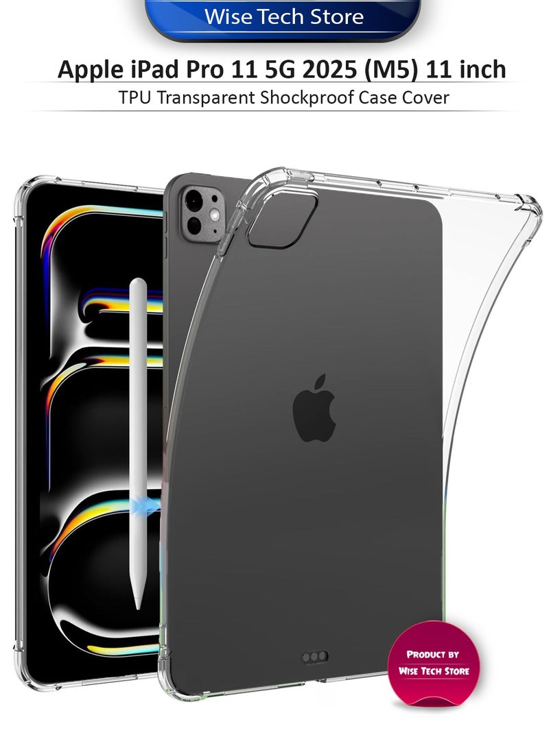 Wtech Apple iPad Pro 11 5G 2025 (M5) 11 inch Soft TPU Transparent Back Corners Bumper Protective Anti-Scratch Shock Proof Case Cover - Clear - Image 1