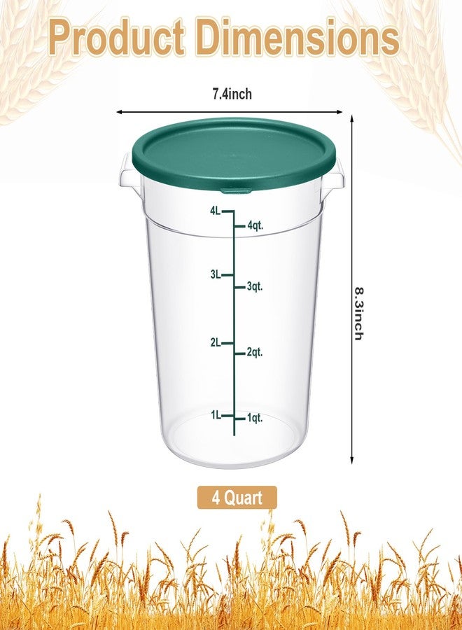 Suclain 4 Pcs 4 Qt Food Storage Container Bucket with Lids Clear Proofing Containers for Dough Rise Bread with Scale Handle Round Flour Commercial Storage Bucket for Home Restaurant Food(Multicolor) - Image 2