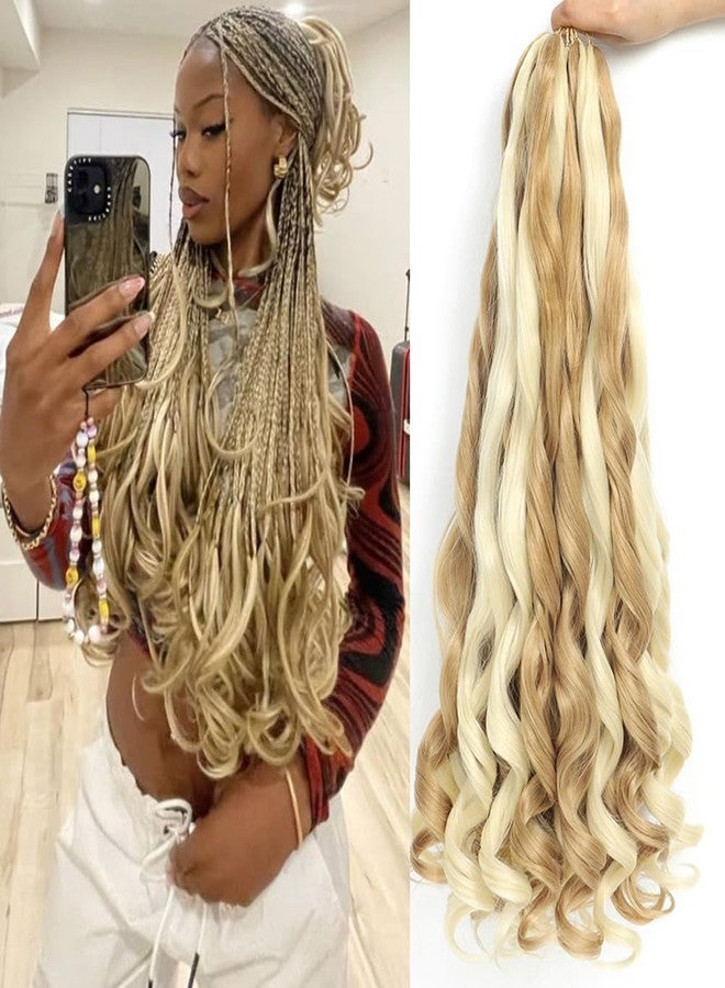 conrora French Curly Braiding Hair 24 Inch 8 Packs - Pre Stretched Bouncy Braiding Hair- Loose Wavy Synthetic Hair Extensions for Black Women (24 inch 8 packs 24/613) - Image 1