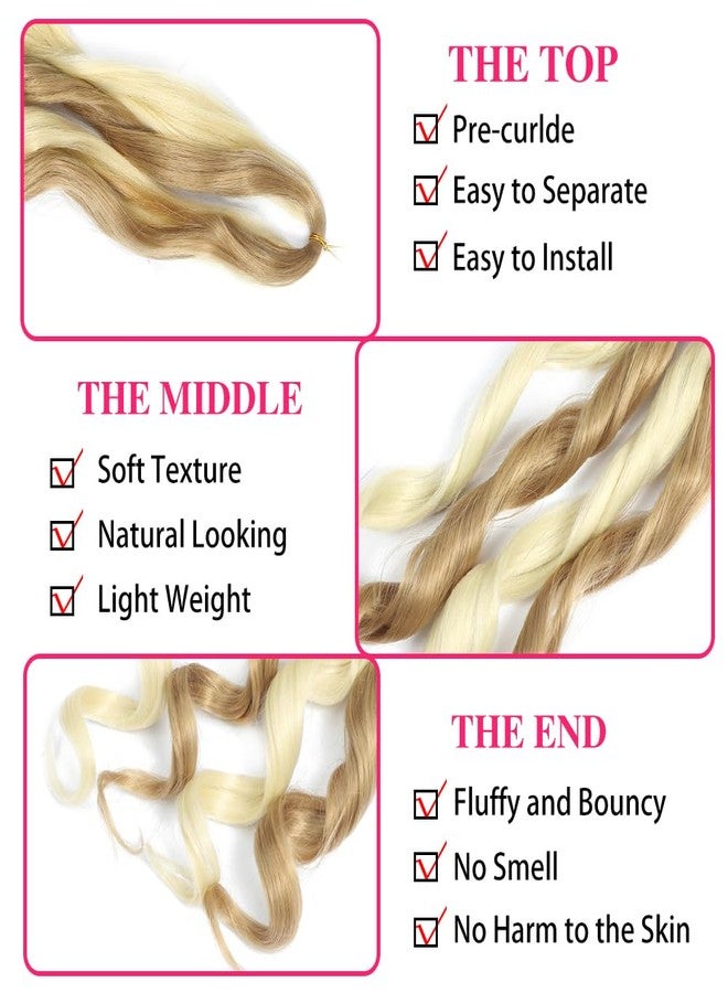 conrora French Curly Braiding Hair 24 Inch 8 Packs - Pre Stretched Bouncy Braiding Hair- Loose Wavy Synthetic Hair Extensions for Black Women (24 inch 8 packs 24/613) - Image 3