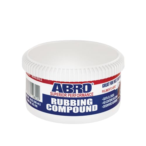 ABRO Superior Performance Automotive Rubbing Compound for Oxidized Finishes Buff Shine Smooth Clean Scratch Remover for Vehicles Boats Bikes 10 oz