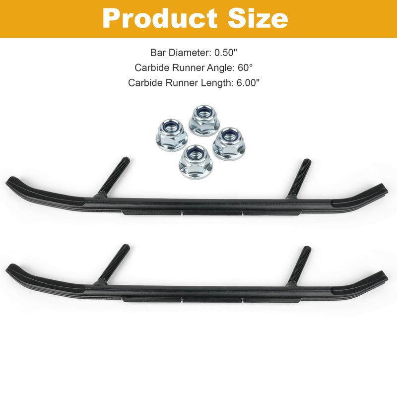 Jetuplusllc 6" Carbides Compatible With Ski-Doo Fits 2006-2022 models w/Pilot 5.7, 6.9 or X Skis - Image 3