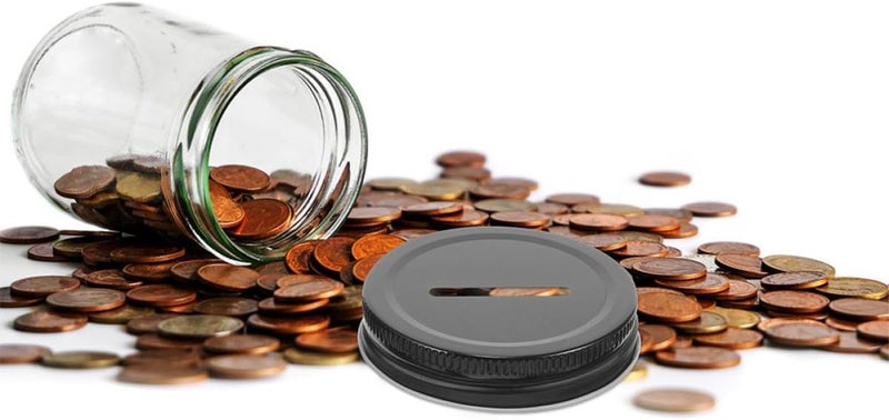 30pcs 70mm Black Tinplate Regular Mouth Lids Coin Slot Bank Lid Mason Jar Covers for Canning and Money Saving Storage - Image 4