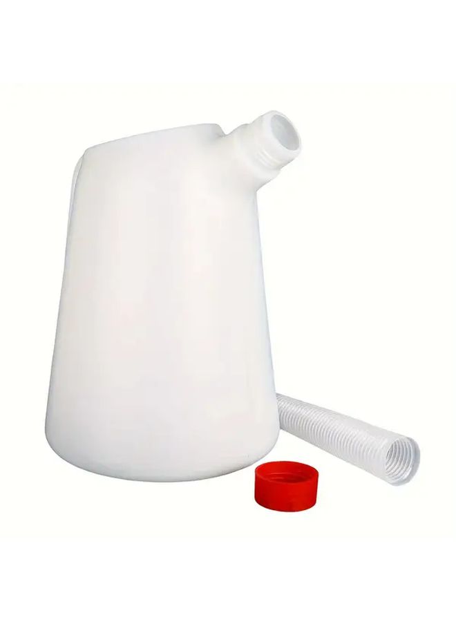 Plastic Oil Can With Extended Spout and Scale 5 Liters Easy Pouring Clear Design For All Liquids White Red - Image 2