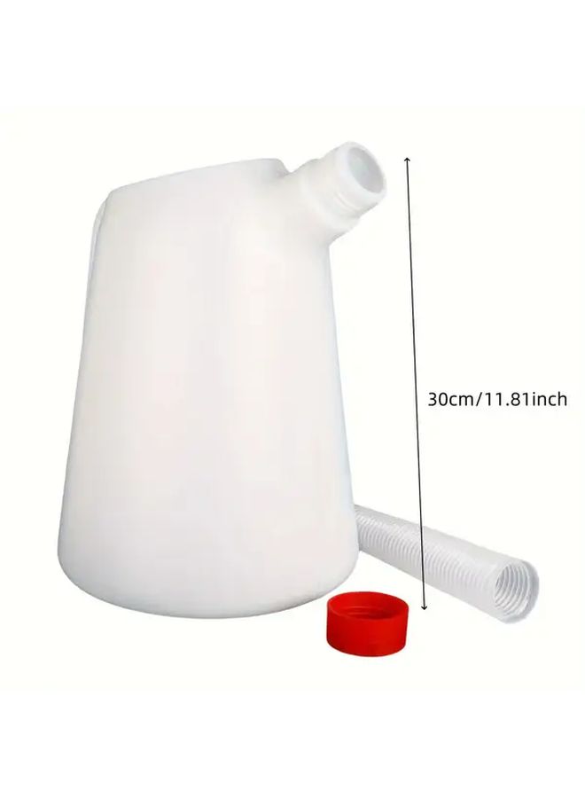 Plastic Oil Can With Extended Spout and Scale 5 Liters Easy Pouring Clear Design For All Liquids White Red - Image 3